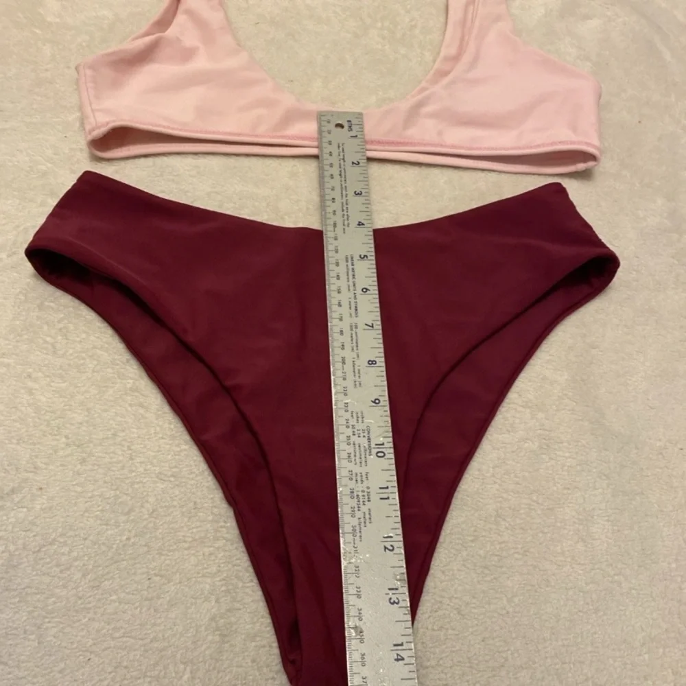 Zaful Pink Blush and Burgundy Red Bikini Set